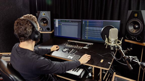 Person using SLQ Recording Studio