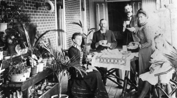 Afternoon tea on the verandah of 'Sedgley Grange', Newmarket, Brisbane, 1900-1910