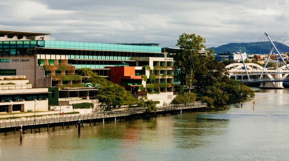 The State Library building from the opposite side of the Brisbane River.