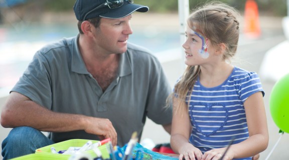 Father and daughter at Dad's Read Dalby.