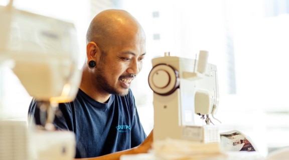 Leanring to sew
