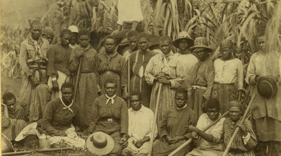 Group of South Sea Islander workers on a property in Cairns