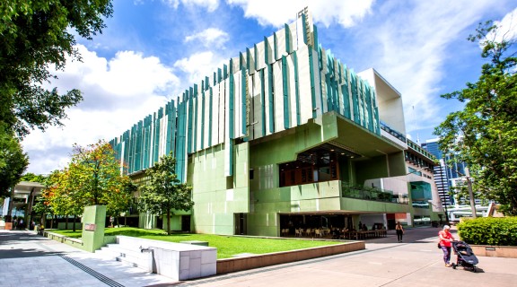 Exterior view of the State Library building during the day.