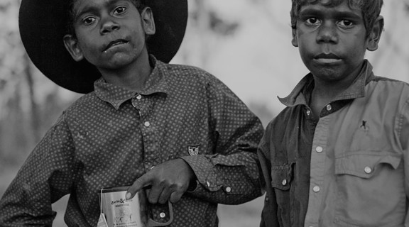 Two young boys at the rodeo, Doomadgee, Queensland 2008