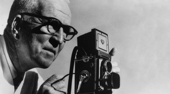 William Sneyd pictured with his Roliflex camera