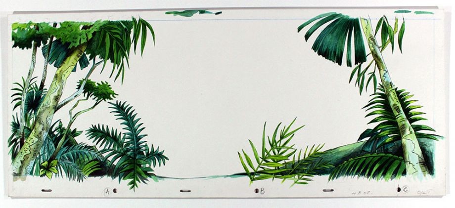 Watercolour of rainforest from Hawkesbeak Turtle