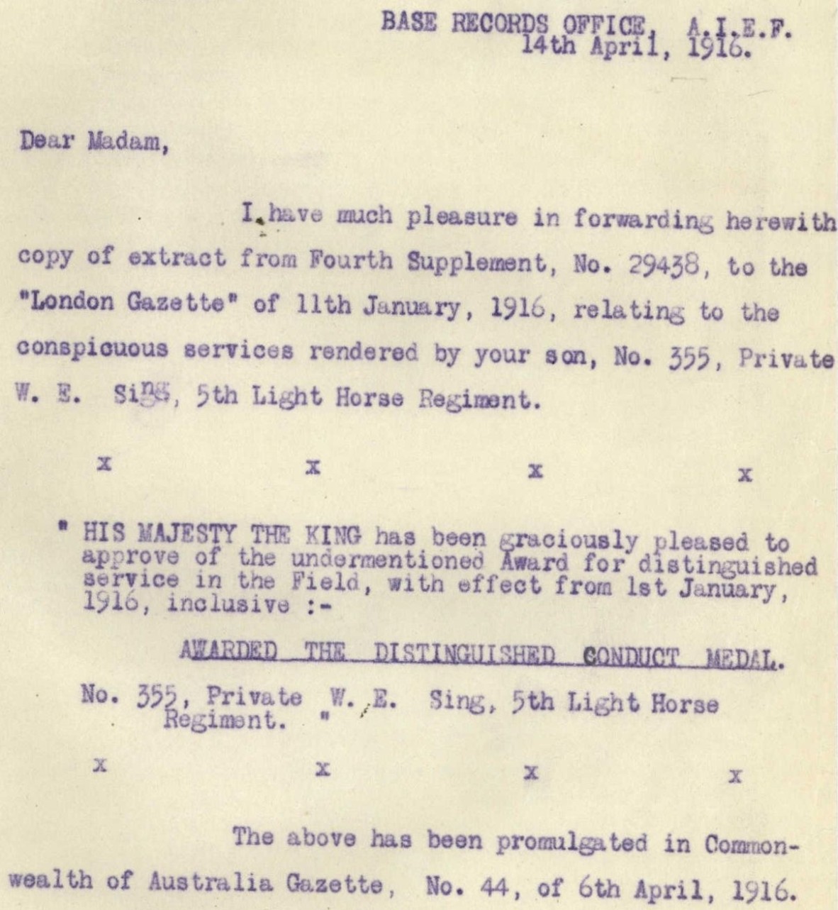 Typewritten document