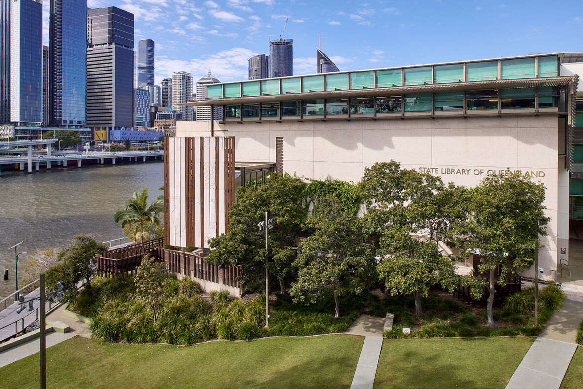 Outside of State Library of Queensland building