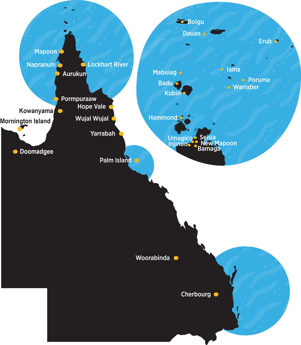 Map of IKC locations in Queensland.