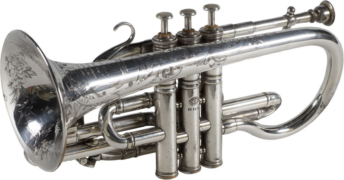 Cornet presented to Cecil Thompson after the First World War, it is inscribed ‘J. C. Thompson, Bandmaster, 9th Bn, A.I.F.’