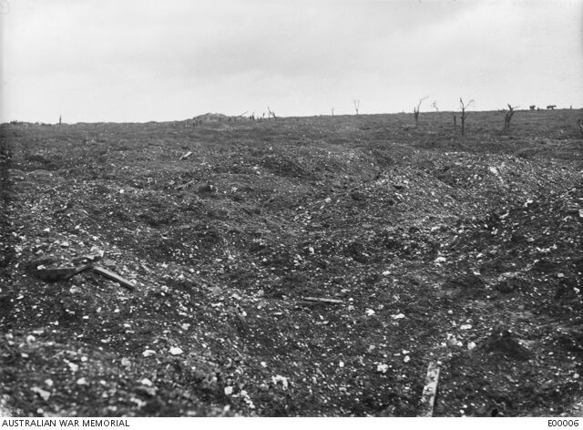 A view of the famous Mouquet Farm, north of the road from Courcelette.