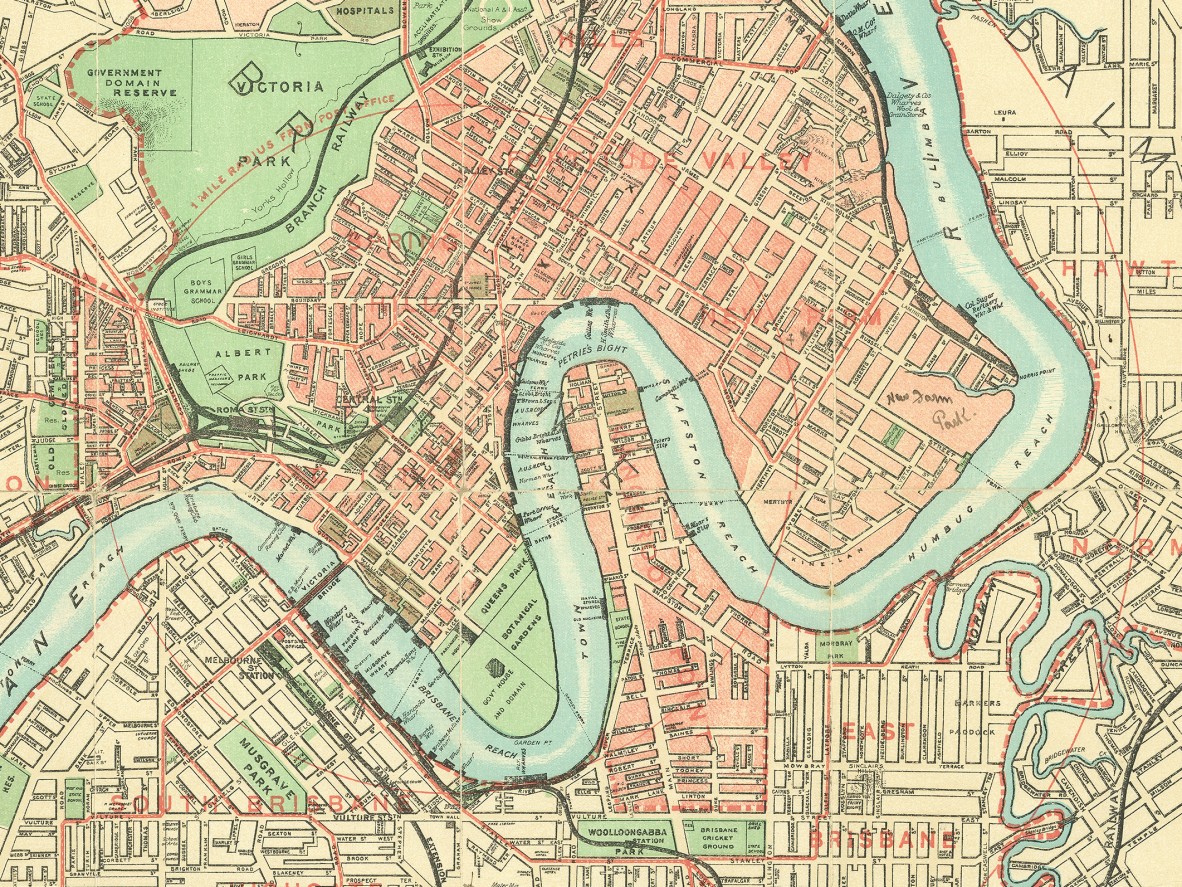 Map of Brisbane and suburbs, 1912