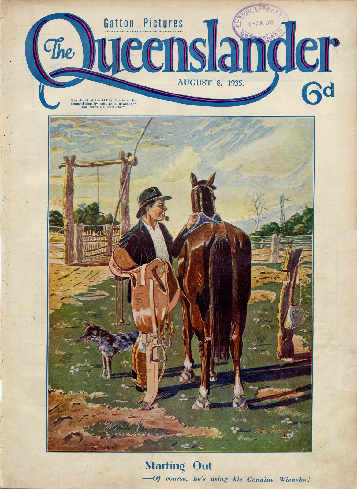 Illustrated front cover from The Queenslander, August 8 1935