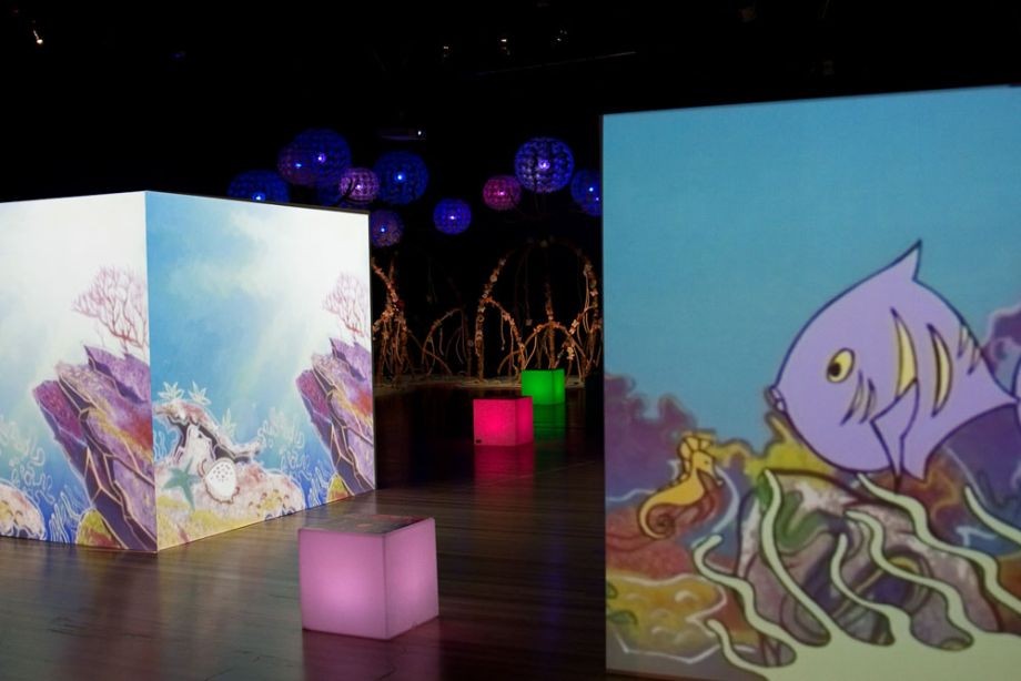 Animation projection: Nanji and Nguandi from Aboriginal Nations The Dreaming Series