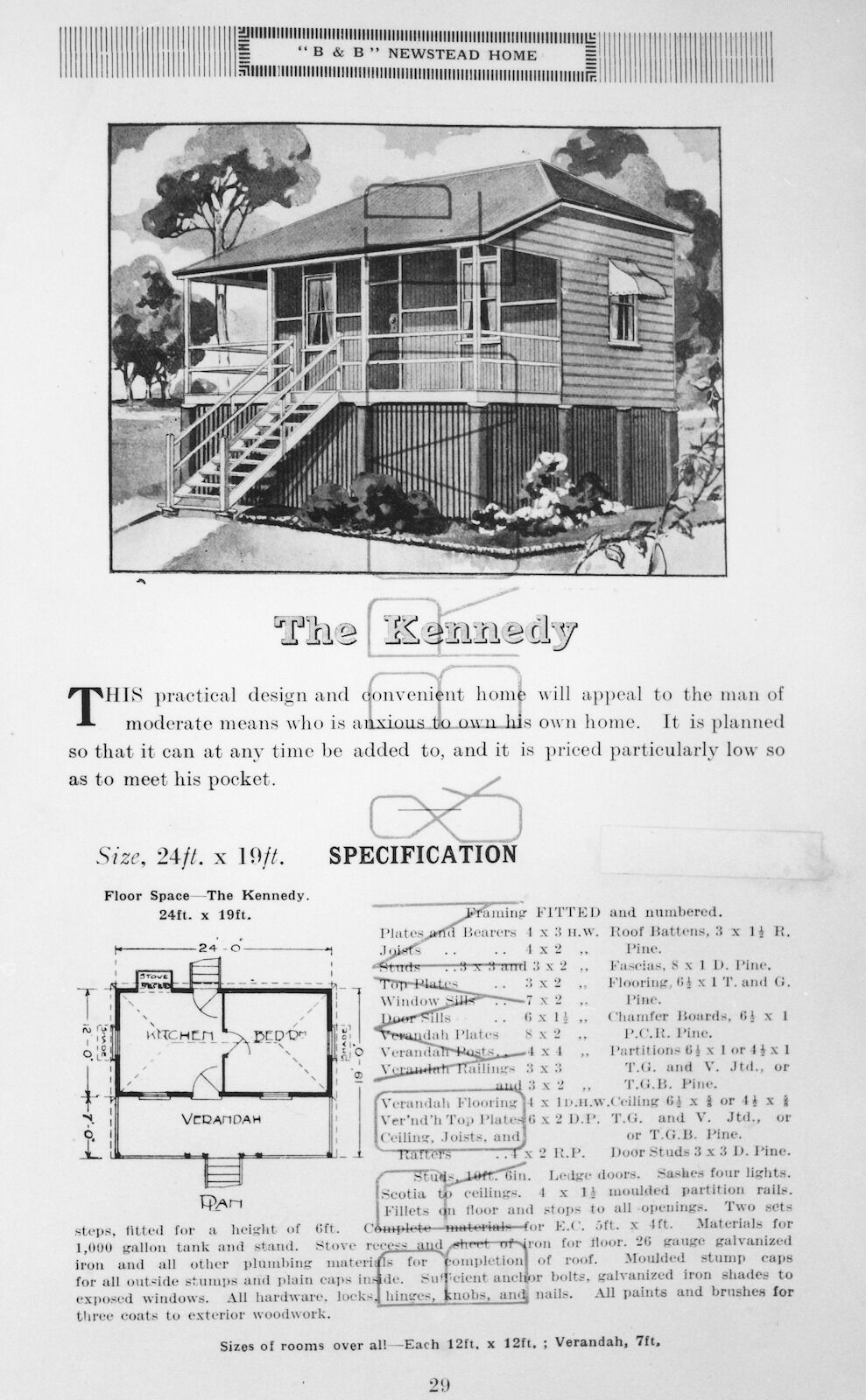 Advertisement for The Kennedy home by B and B homes, 1910-1920