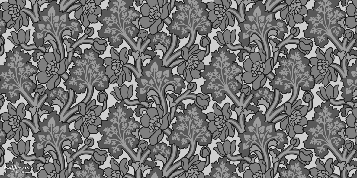 Black-and-white floral wallpaper