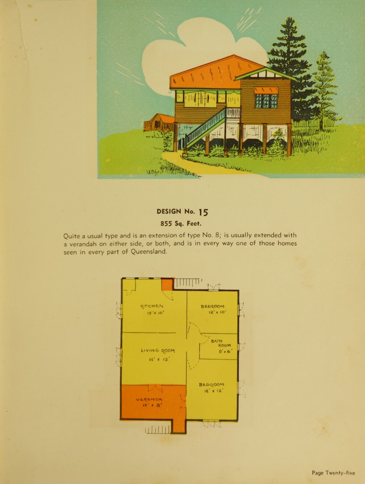 Colour sketch and plan of home design from 1939