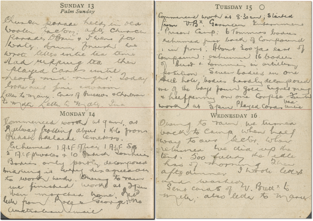 Diary entries April 1919
