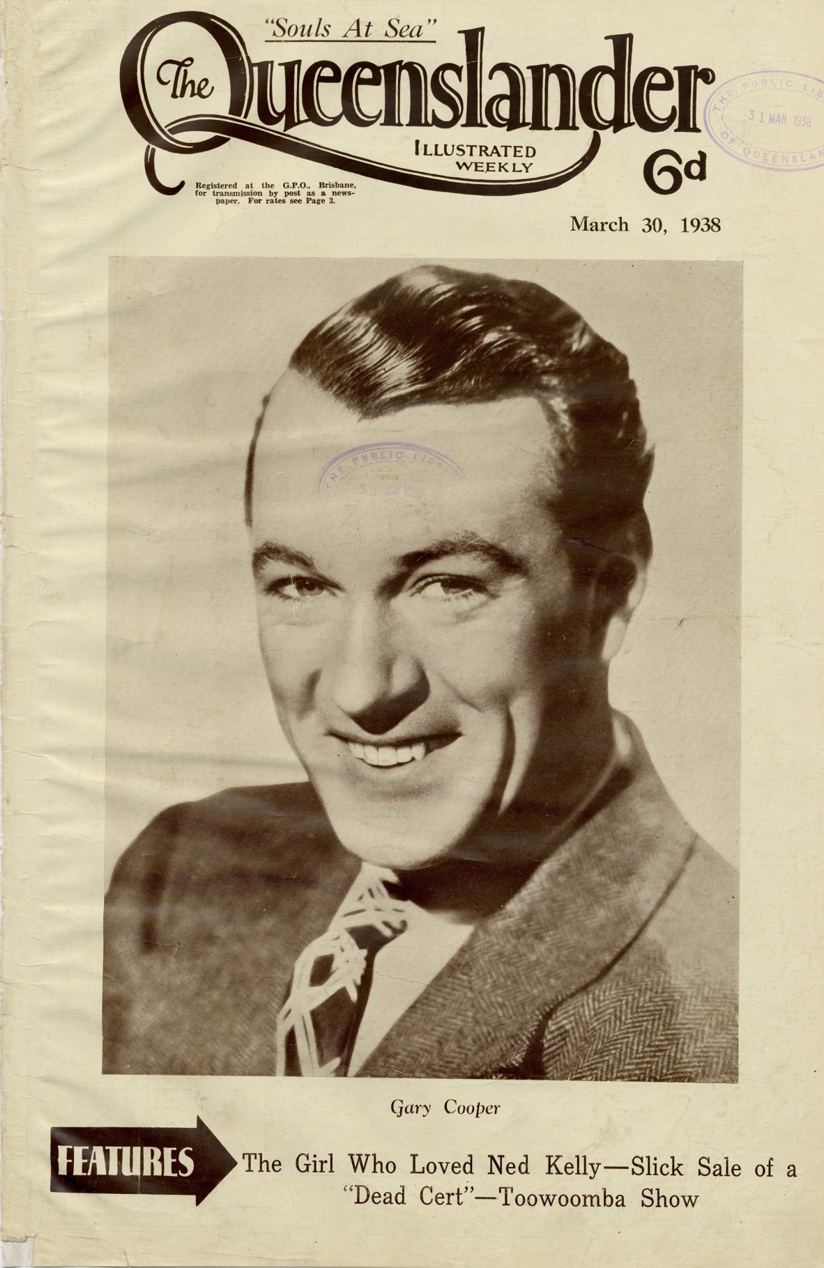 Gary Cooper on the cover of The Queenslander.