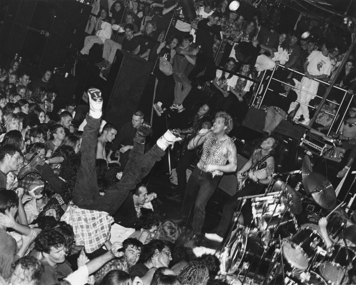 The Dreamkillers performing at the Metropolis nightclub to an excited audience.