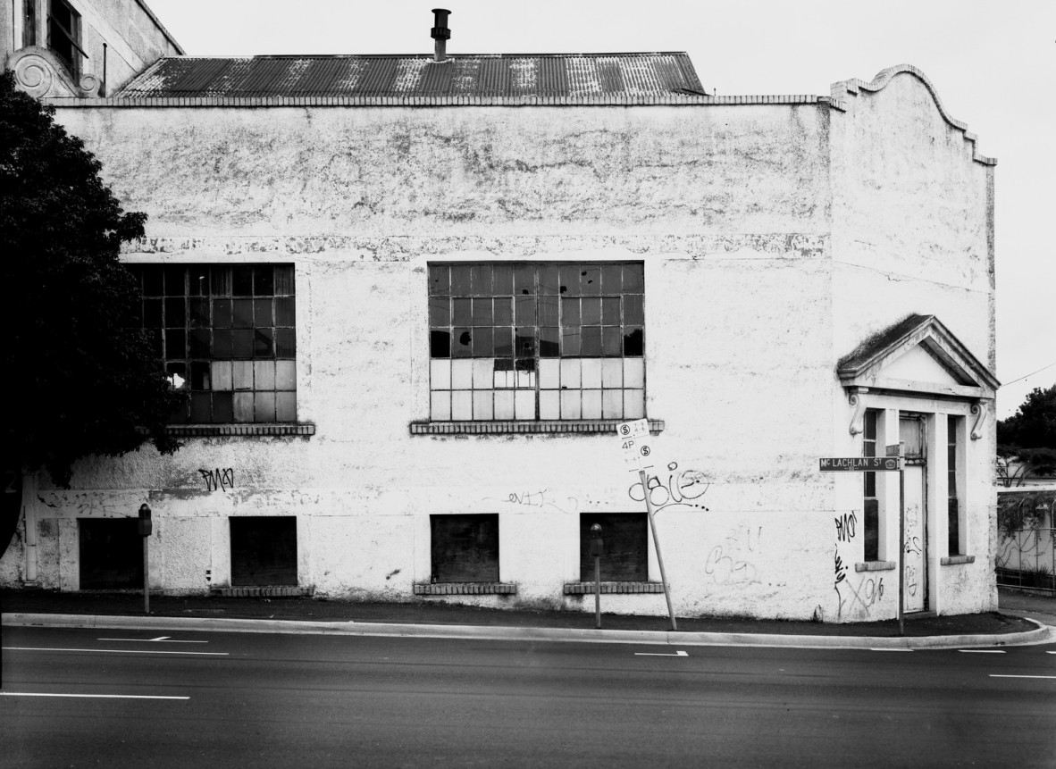 Street view of a vacant building with broken windows, Fortitude Valley, Brisbane