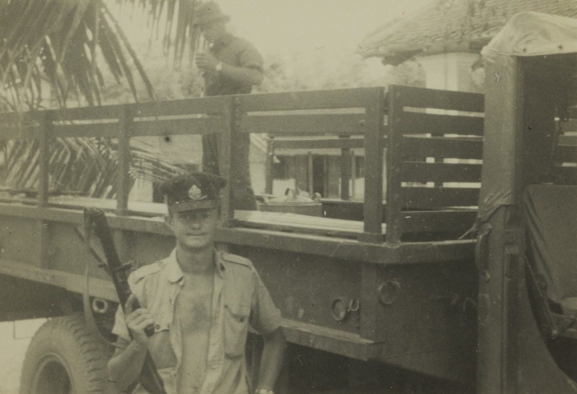 Jon with one of the many weapons he dealt with in Vietnam. 