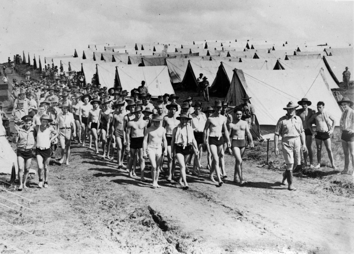 Soldiers camped on Battery Hill, Caloundra