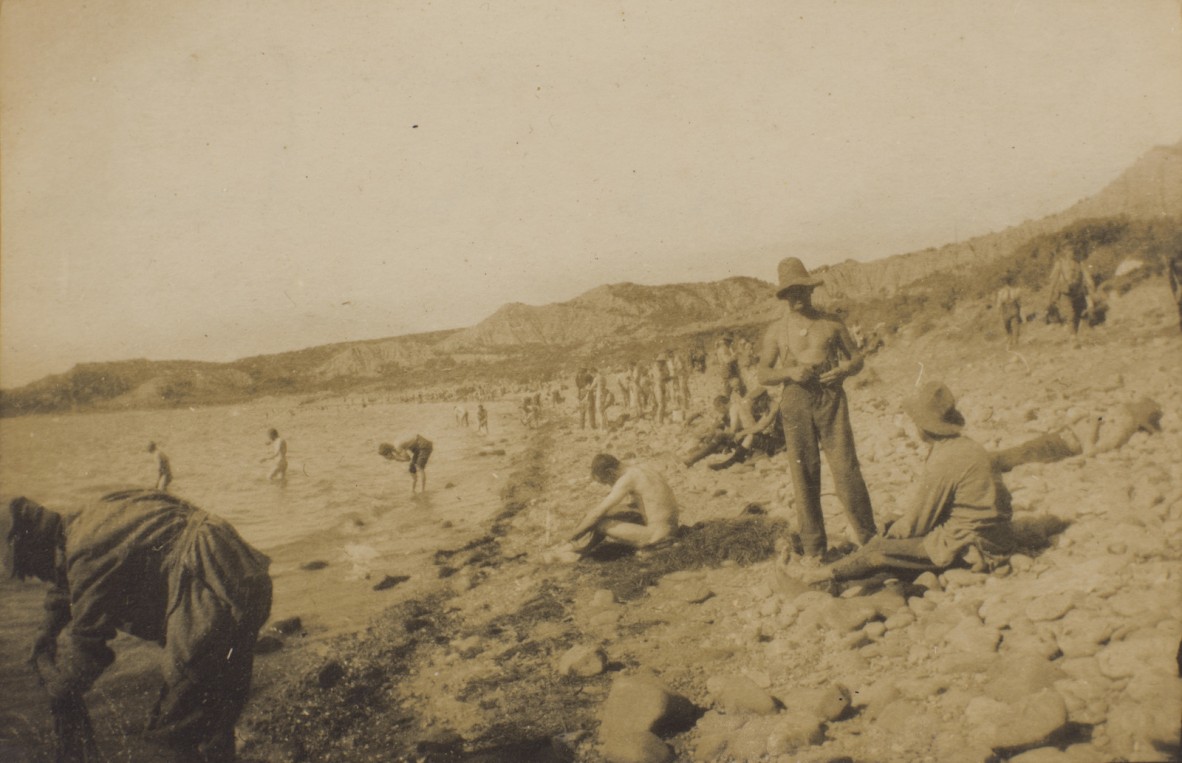 Australian troops swimming at Anzac Cove, Gallipoli