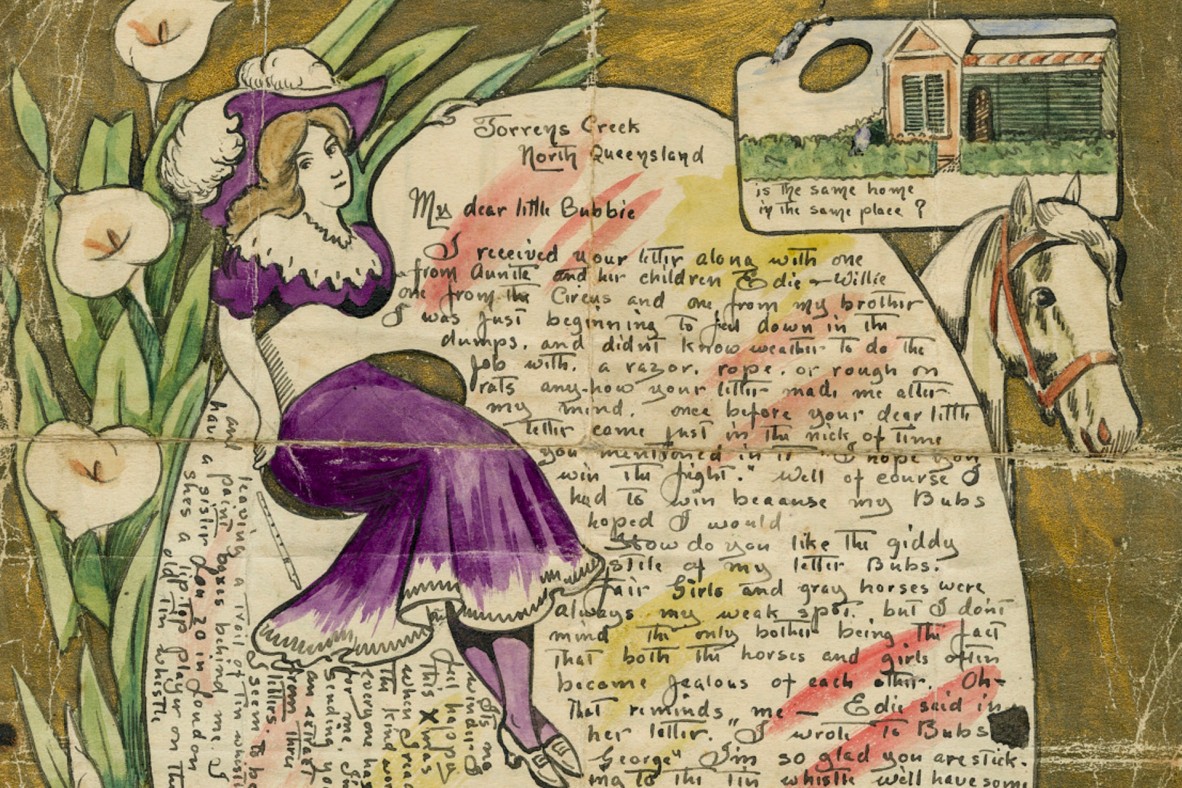 An excerpt from a letter by George White, painted in ink on foolscap paper