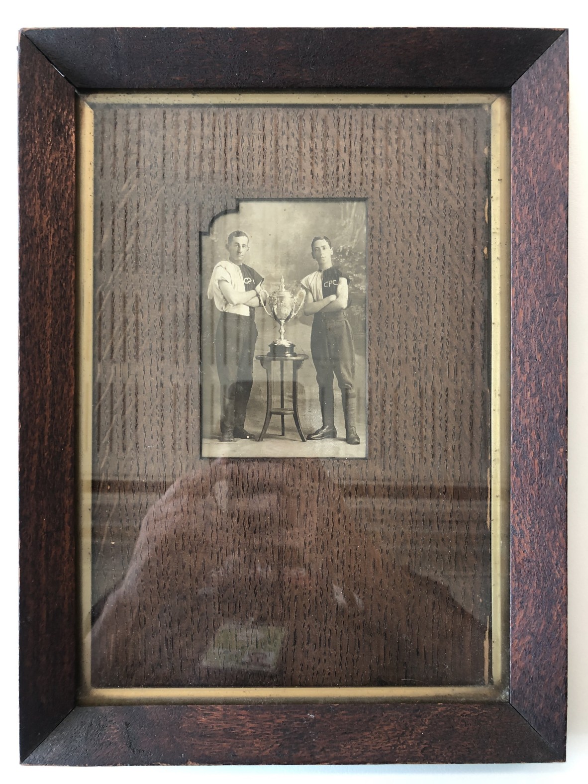 Framed Photograph of William (Billy) Baden Unwin with his Trophy, 1917.