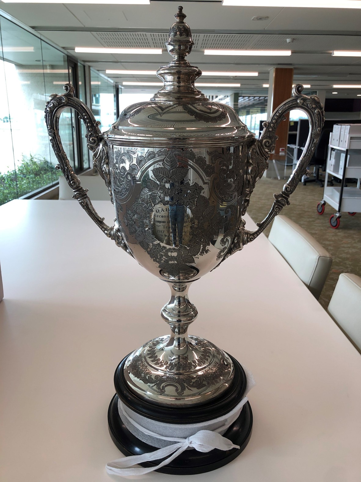 The sterling silver cup trophy presented to William (Billy) Baden Unwin for winning the Queensland Amateur Boxing title in 1917.