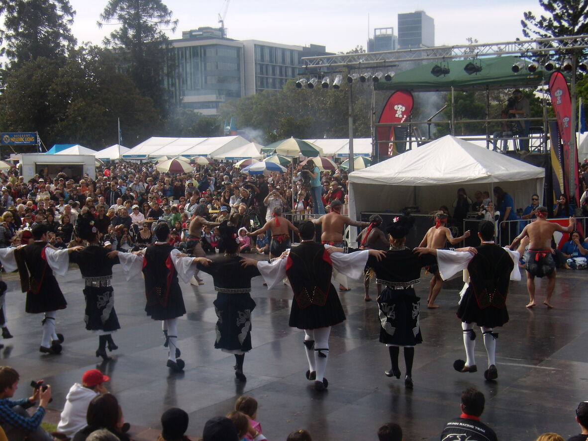 The Hellenic Dancers perform with the Aboriginal Dancers at Greek Paniyiri in Brisbane 2009 