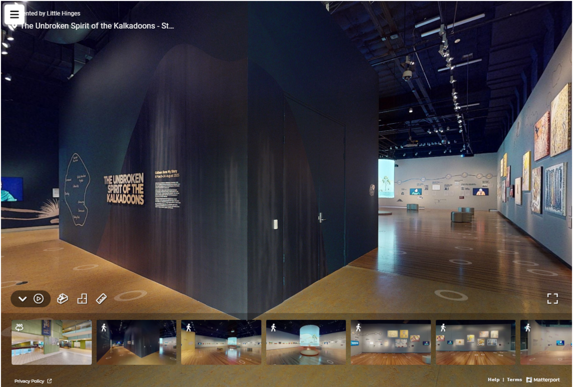 Screen shot of State Library of Queensland's virtual tour for the Unbroken spirit of the Kalkadoons exhibition