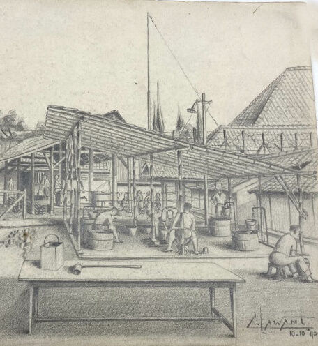 Sketch of internment camp, Tjitaroemplein