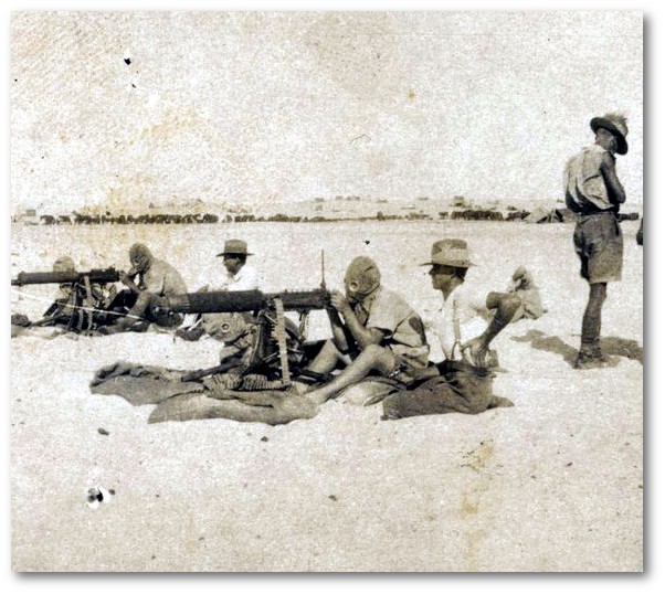Light Horse Machine Gunners Training with Gas Masks