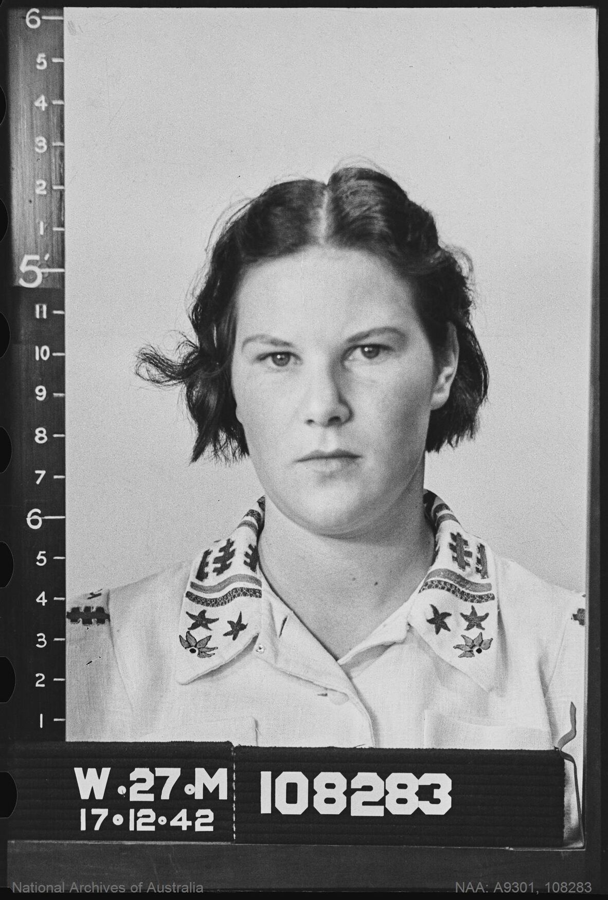 Mildred ‘Millie’ May McGuiness, WRAAF enlistment portrait, 1942.