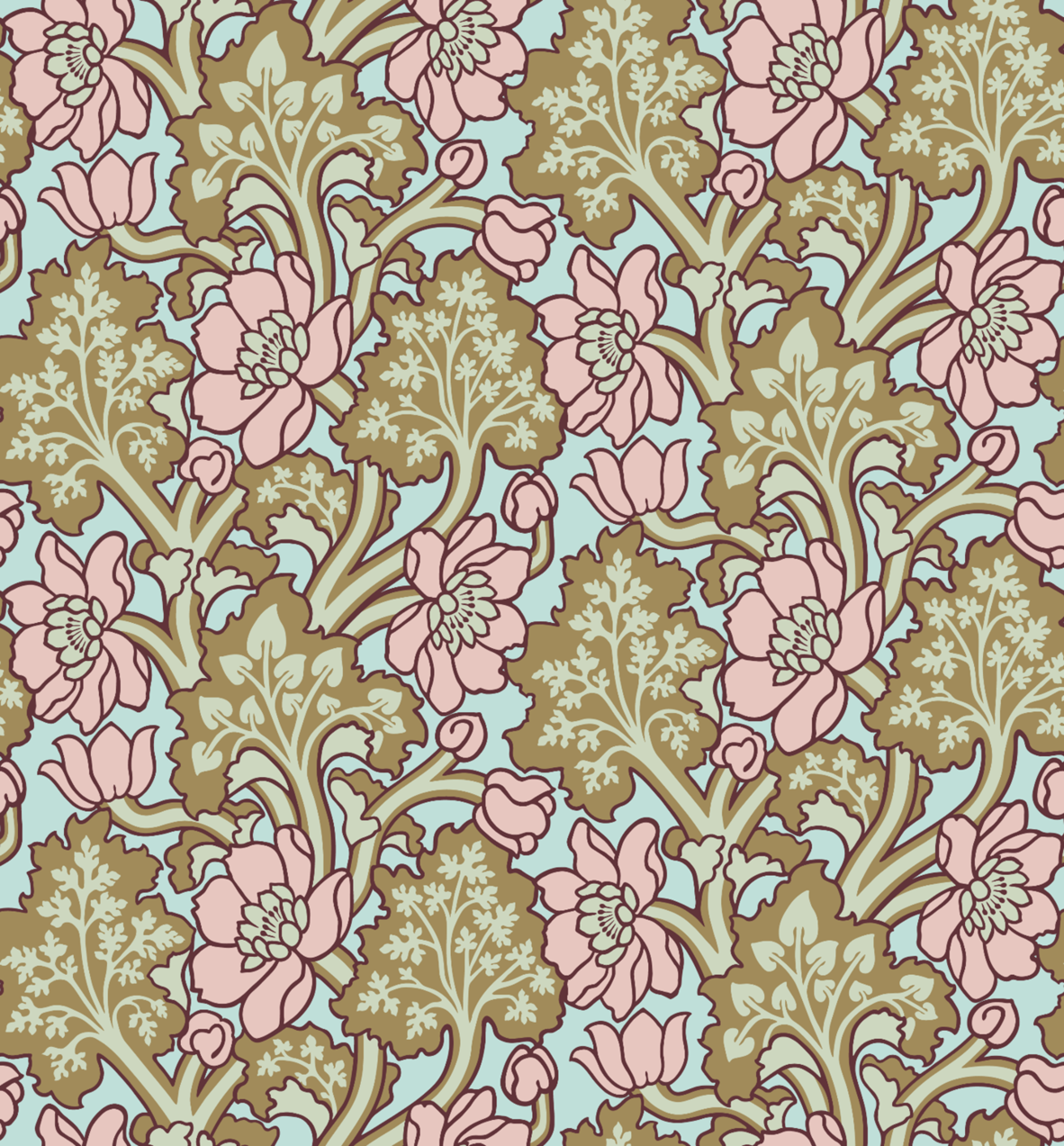 Colourful floral wallpaper