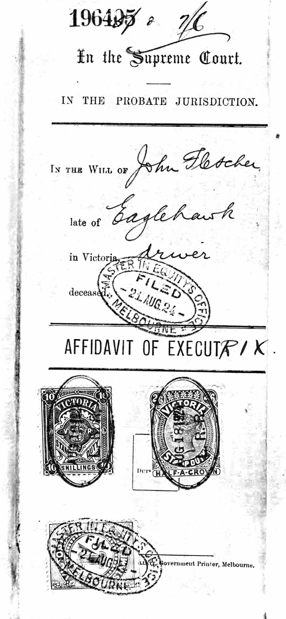 First page of will in probate from 1924