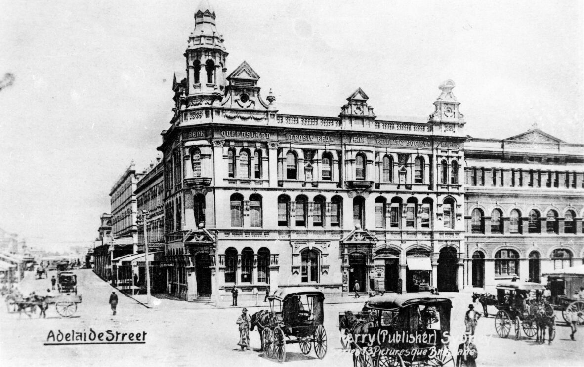 Image of the Queensland Deposit Bank and Building Society in Adelaide Street, Brisbane in circa 1903