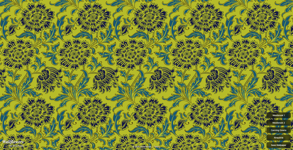 Coloured floral wallpaper