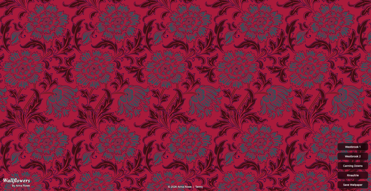 Coloured floral wallpaper