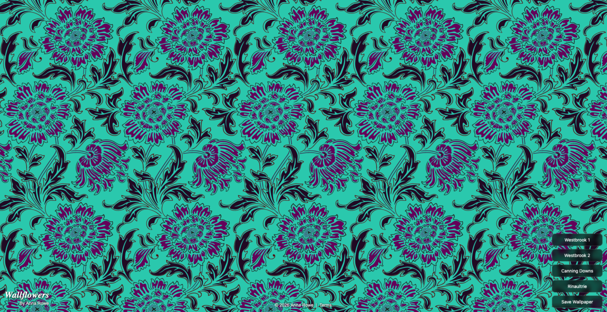 Coloured floral wallpaper