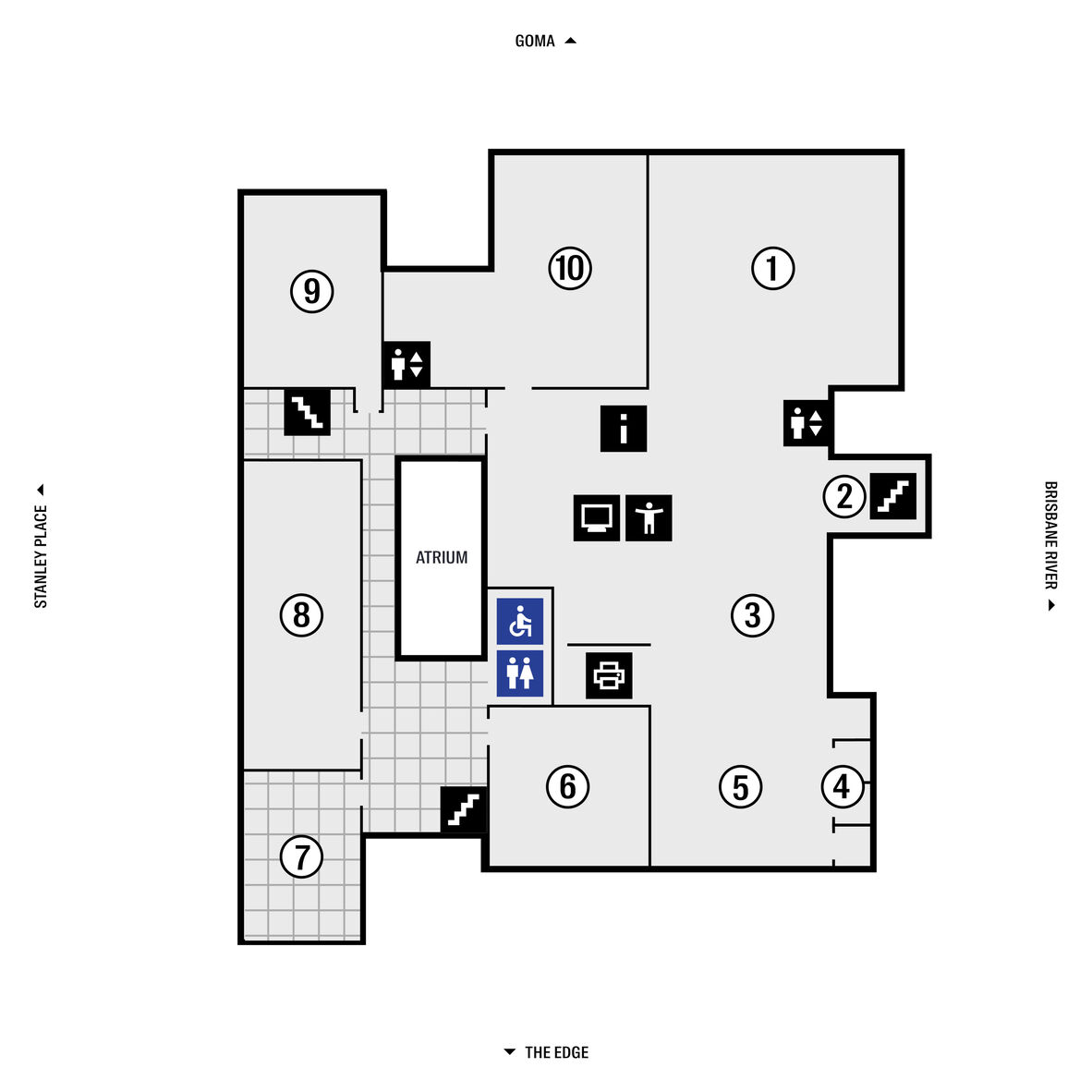 Floorplan of level 2 of the State Library building.