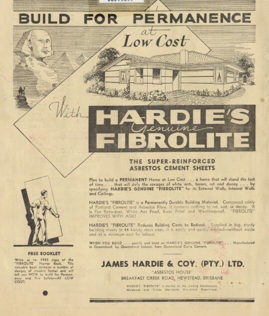 Magazine advertisement for Hardie's Fibrolite, 1937