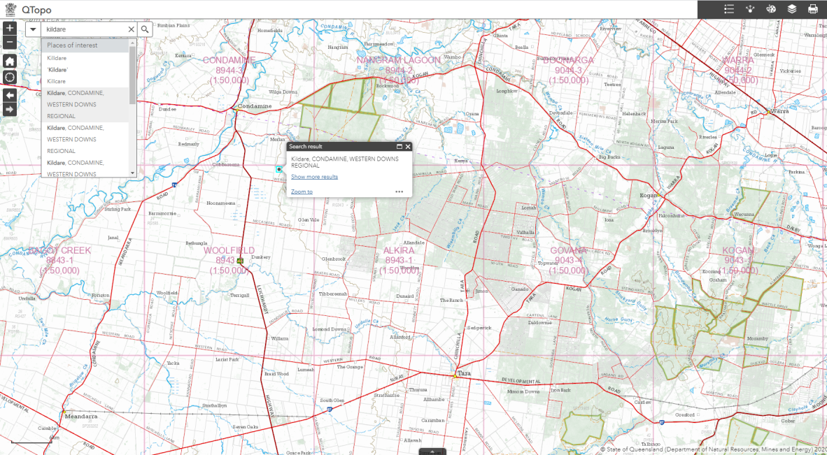 Topographic maps at QTOPO