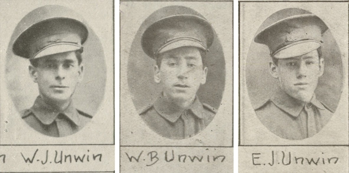 Soldier portraits of the Unwins from the Queenslander Pictorial, supplement to The Queenslander, 1917