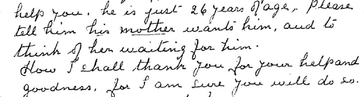 Excerpt of letter from Violet Foote. 