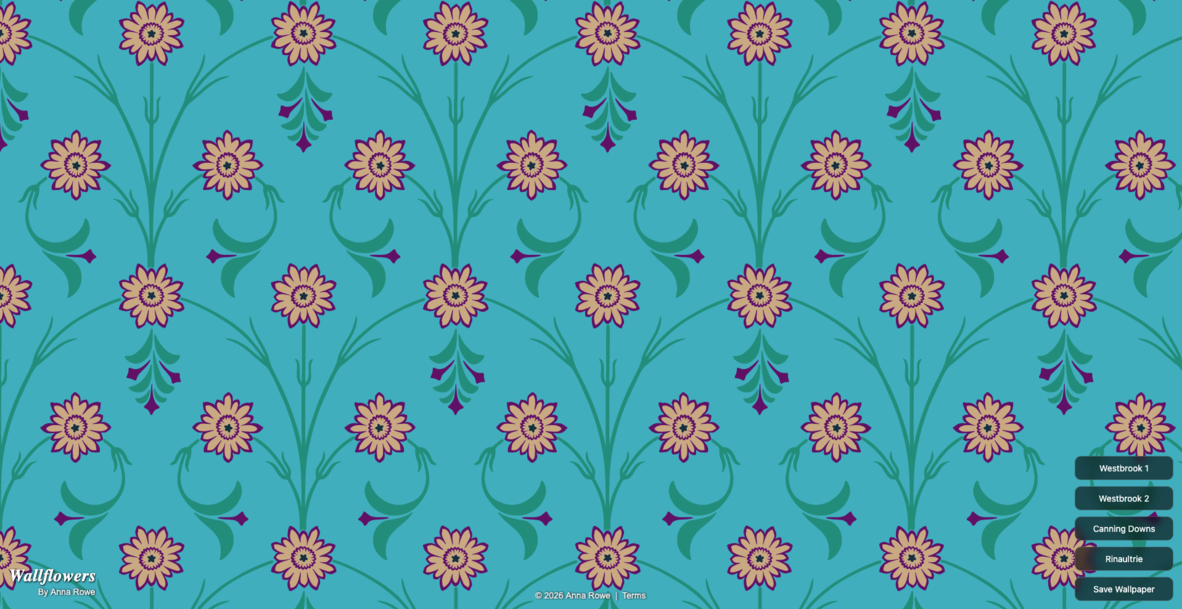 Coloured floral wallpaper