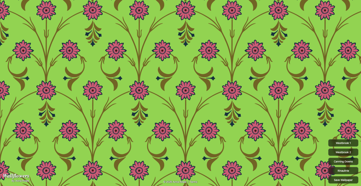 Coloured floral wallpaper