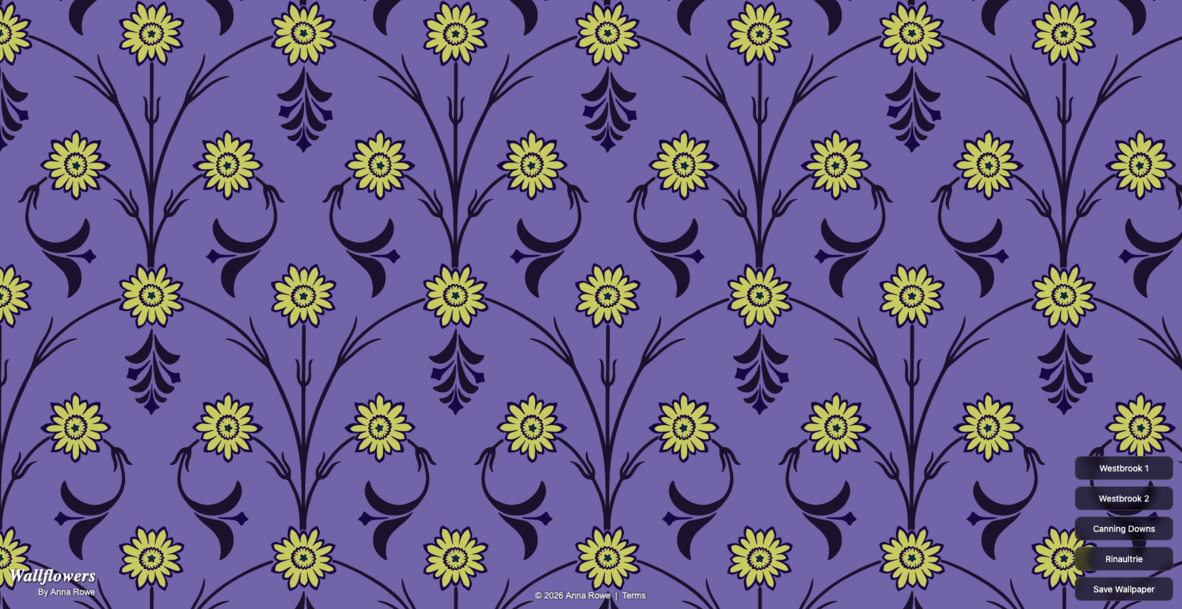 Coloured floral wallpaper